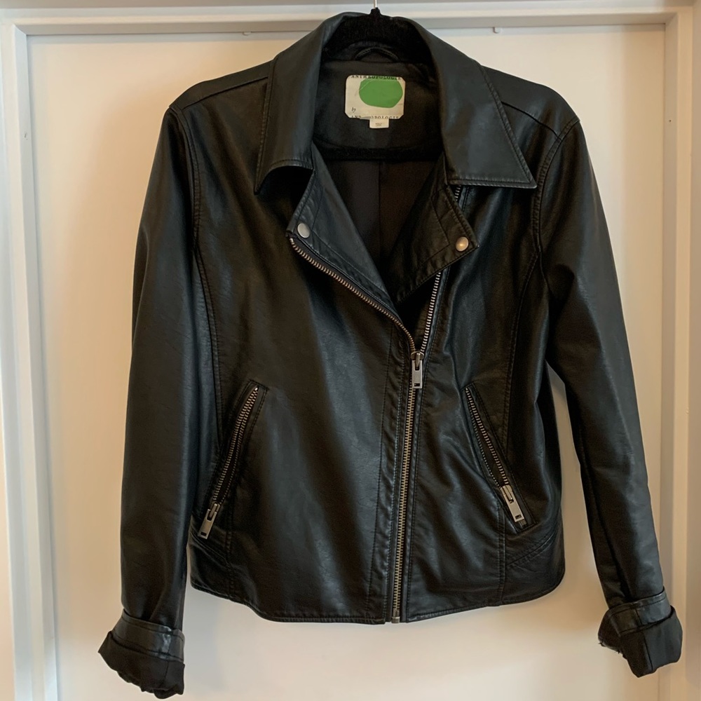 Anthropologie shrunken vegan moto leather jacket